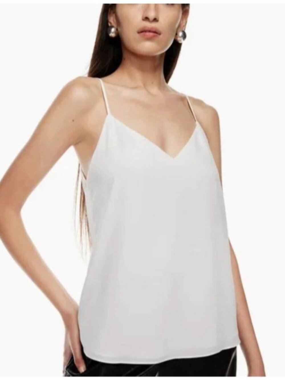Banana Republic White Perfect Cami Easy-Care Lined Crepe Camisole Ivory Sz PL